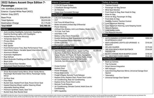 2022 Subaru Ascent Onyx Edition