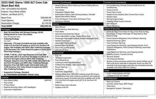 Onyx Black 2025 GMC Sierra 1500 SLT