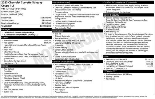 2023 Chevrolet Corvette Stingray w/1LT