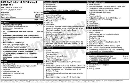 2020 GMC Yukon XL SLT Standard Edition