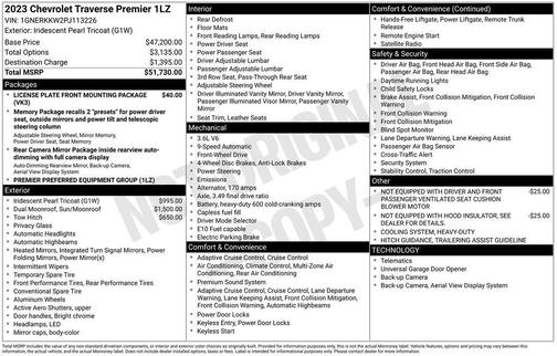 Iridescent Pearl Tricoat 2023 Chevrolet Traverse Premier