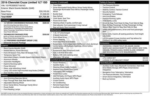 2016 Chevrolet Cruze Limited 1LT