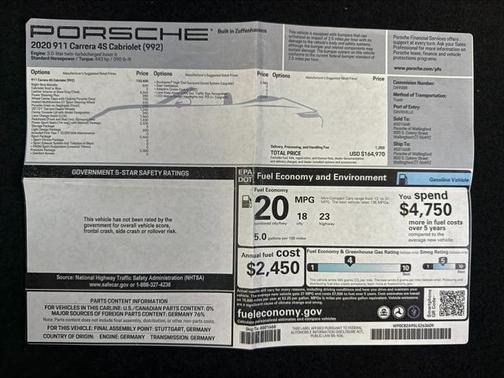 2020 Porsche 911 Carrera 4S Cabriolet
