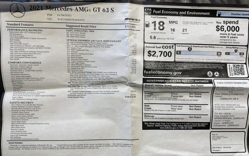 Silver 2021 Mercedes-Benz AMG GT 63 S 4-Door