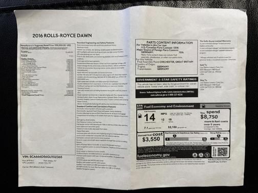 2016 Rolls-Royce Dawn Convertible