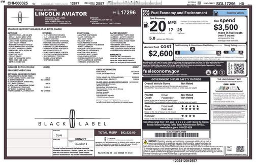 Infinite Black Metallic 2025 Lincoln Aviator Black Label AWD