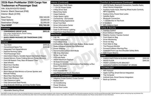 2026 RAM ProMaster 2500 Tradesman