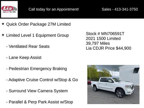 Ivory White Tri-Coat Pearlcoat 2021 RAM 1500 Limited