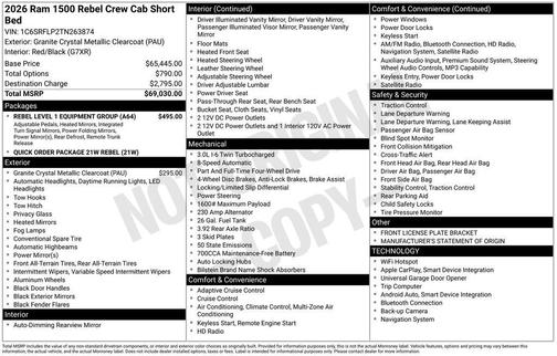 Granite Crystal Metallic Clearcoat 2026 RAM 1500 Rebel