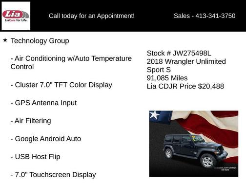 Black Clearcoat 2018 Jeep Wrangler Unlimited Sport