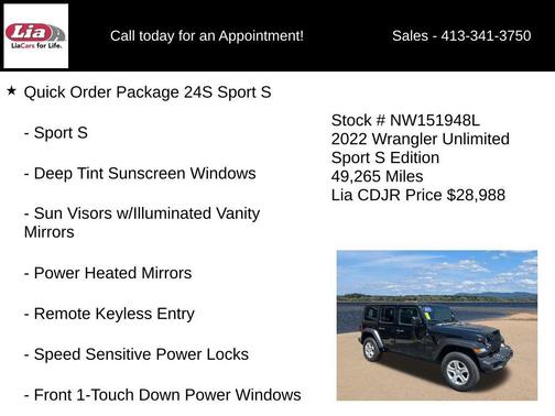Black Clearcoat 2022 Jeep Wrangler Unlimited Sport
