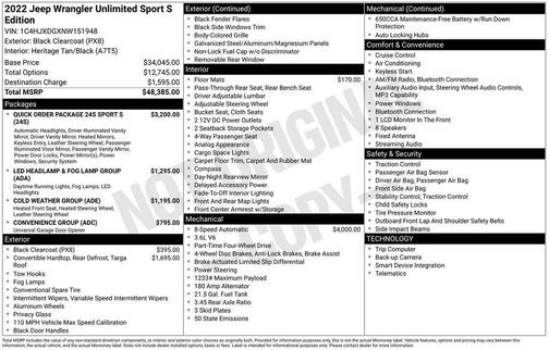 Black Clearcoat 2022 Jeep Wrangler Unlimited Sport