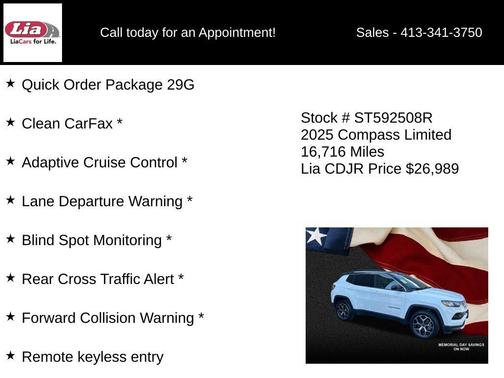 Bright White Clearcoat 2025 Jeep Compass Limited