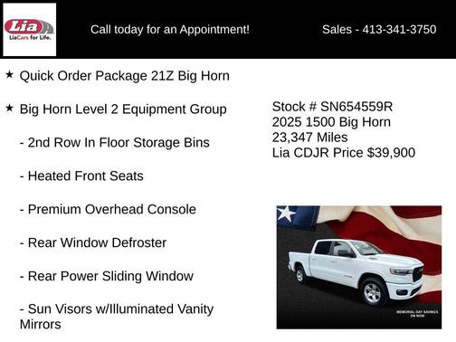 Bright White Clearcoat 2025 RAM 1500 Big Horn/Lone Star