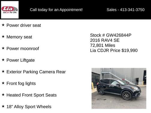 Black 2016 Toyota RAV4 SE