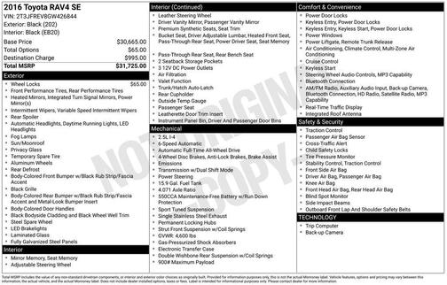 Black 2016 Toyota RAV4 SE