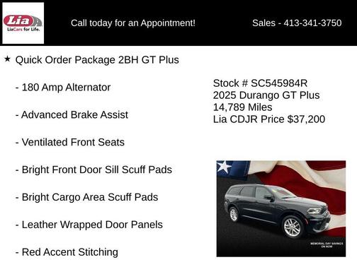 DB Black Clearcoat 2025 Dodge Durango GT Plus