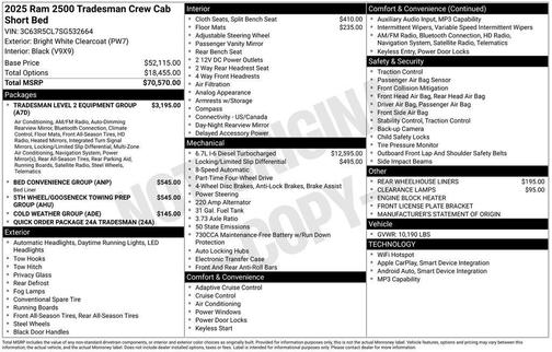 2025 RAM 2500 Tradesman Crew Cab 4x4 6'4' Box
