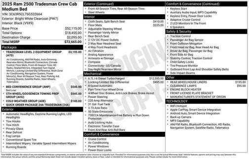 2025 RAM 2500 Tradesman Crew Cab 4x4 6'4' Box