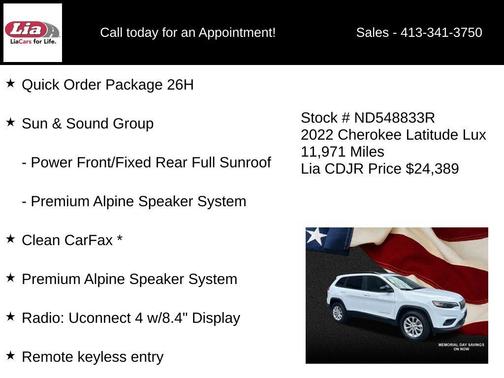 Bright White Clearcoat 2022 Jeep Cherokee Latitude Lux