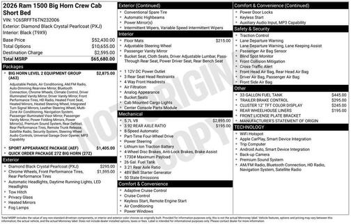 2026 RAM 1500 Big Horn/Lone Star