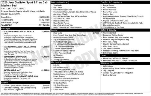 2026 Jeep Gladiator Sport S