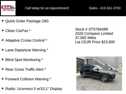 Diamond Black Crystal Pearlcoat 2025 Jeep Compass Limited