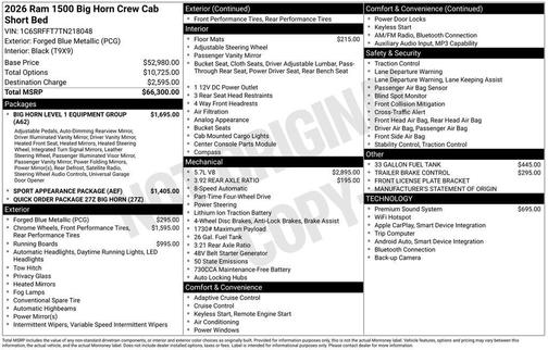 2026 RAM 1500 Big Horn/Lone Star