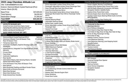 Diamond Black Crystal Pearlcoat 2023 Jeep Cherokee Altitude