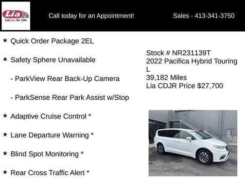 Bright White Clearcoat 2022 Chrysler Pacifica Hybrid Touring L