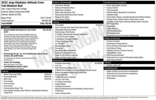 2022 Jeep Gladiator Altitude 4x4