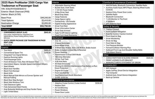 2025 RAM ProMaster 2500 Tradesman