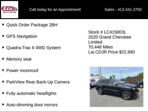 Diamond Black Crystal Pearlcoat 2020 Jeep Grand Cherokee Limited
