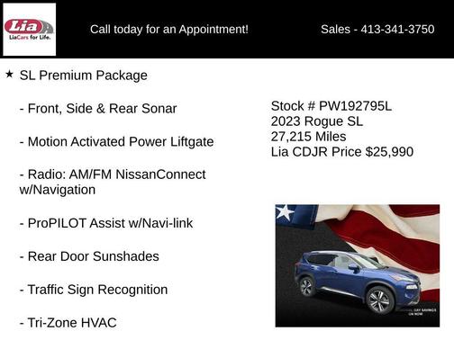 Caspian Blue Metallic 2023 Nissan Rogue SL