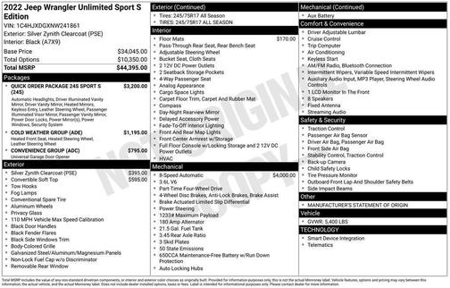 2022 Jeep Wrangler Unlimited Sport