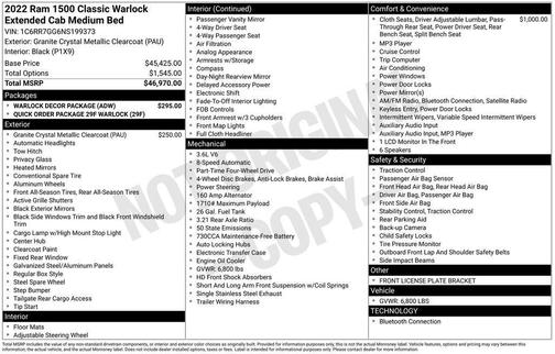2022 RAM 1500 Classic Warlock Quad Cab 4x4 6'4' Box