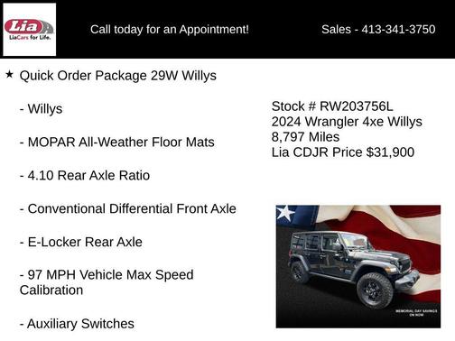 Black Clearcoat 2024 Jeep Wrangler 4xe Willys