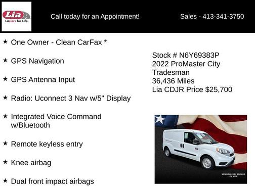Bright White 2022 RAM ProMaster City Tradesman