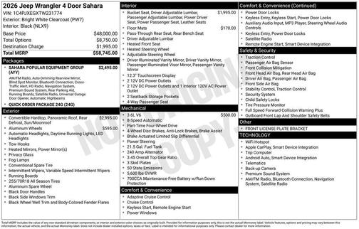 2026 Jeep Wrangler 4-Door Sahara 4x4