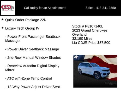 Bright White Clearcoat 2023 Jeep Grand Cherokee Overland