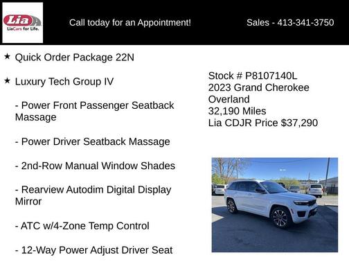 Bright White Clearcoat 2023 Jeep Grand Cherokee Overland