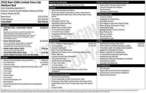 2022 RAM 2500 Limited Crew Cab 4x4 6'4' Box