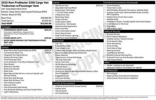 2025 RAM ProMaster 2500 Tradesman