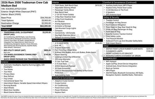 2026 RAM 3500 Tradesman Crew Cab 4x4 6'4' Box