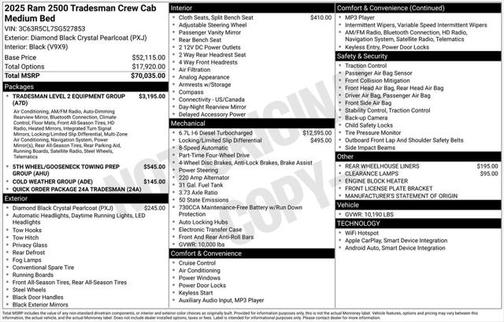 2025 RAM 2500 Tradesman Crew Cab 4x4 6'4' Box