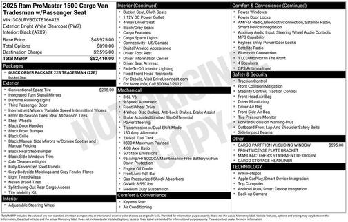 2026 RAM ProMaster 1500 Base