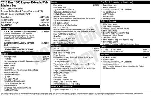 Brilliant Black Crystal Pearlcoat 2017 RAM 1500 Express