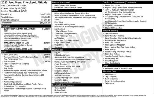 Silver Zynith 2023 Jeep Grand Cherokee L Altitude