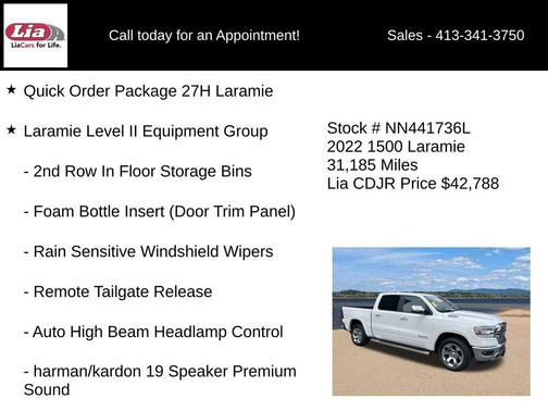 Ivory White Tri-Coat Pearlcoat 2022 RAM 1500 Laramie