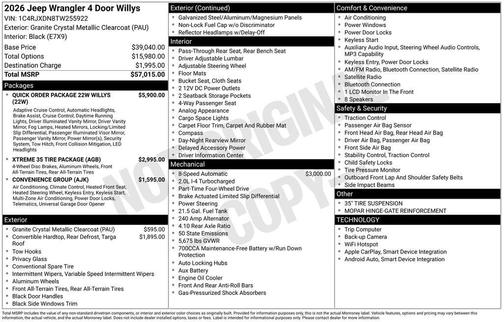Granite Crystal Metallic Clearcoat 2026 Jeep Wrangler Willys